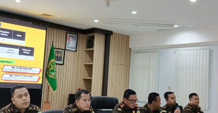 Suasana konfrensi pers catatan akhir tahun 2024 di Kejari Batam. (sumber foto: JP - BatamPena.com)