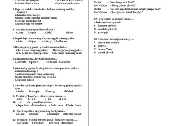 Contoh Soal Ujian Akhir Tahun Bahasa Jawa Kelas 3 SD