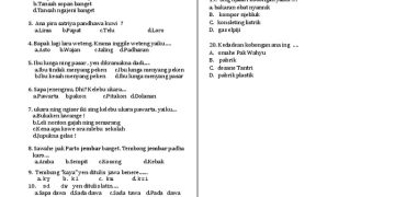 Contoh Soal Ujian Akhir Tahun Bahasa Jawa Kelas 3 SD