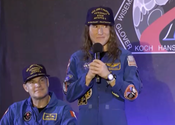 Christina Koch holds back tears as Artemis II hailed as hero
